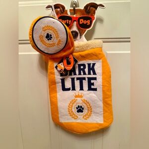Bark Lite Beer w/ Hat Cap Dog Halloween Costume Party Dog Yellow Size M/L